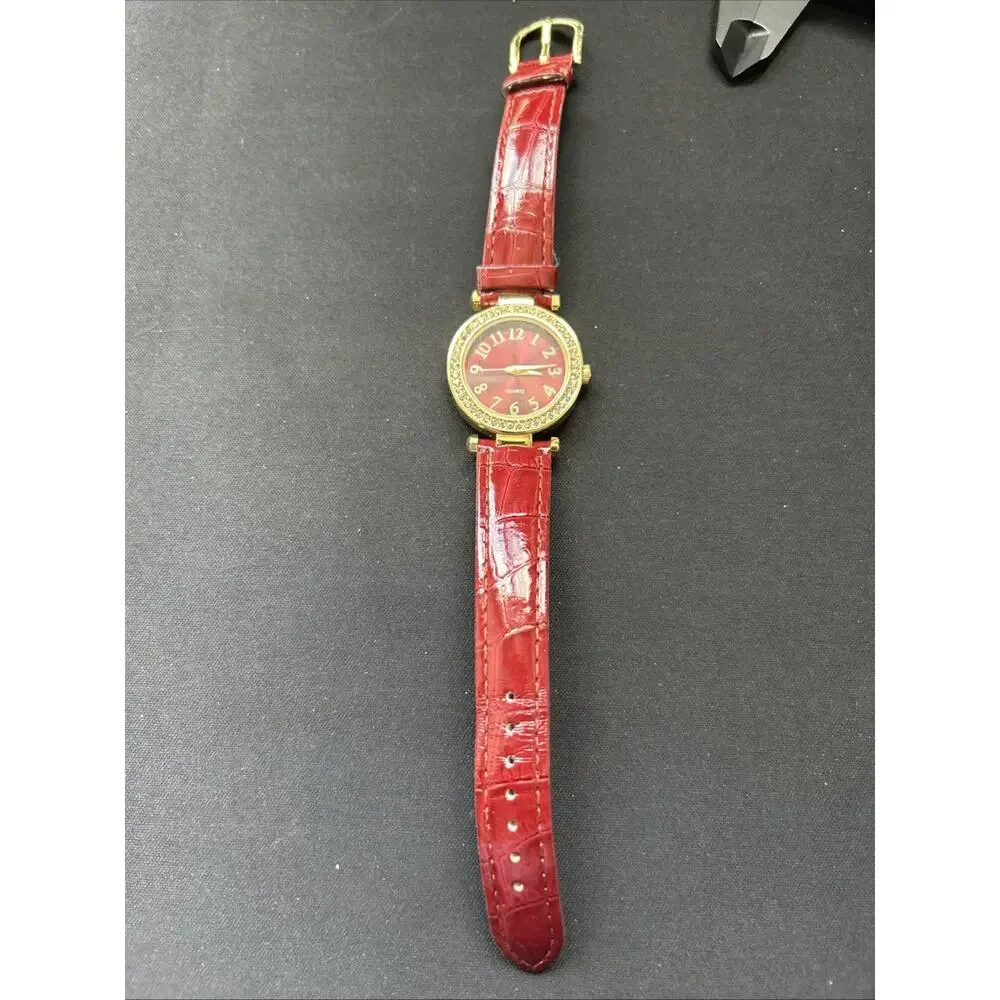 Gold Tone Red Dial And Band Women’s Quartz Watch